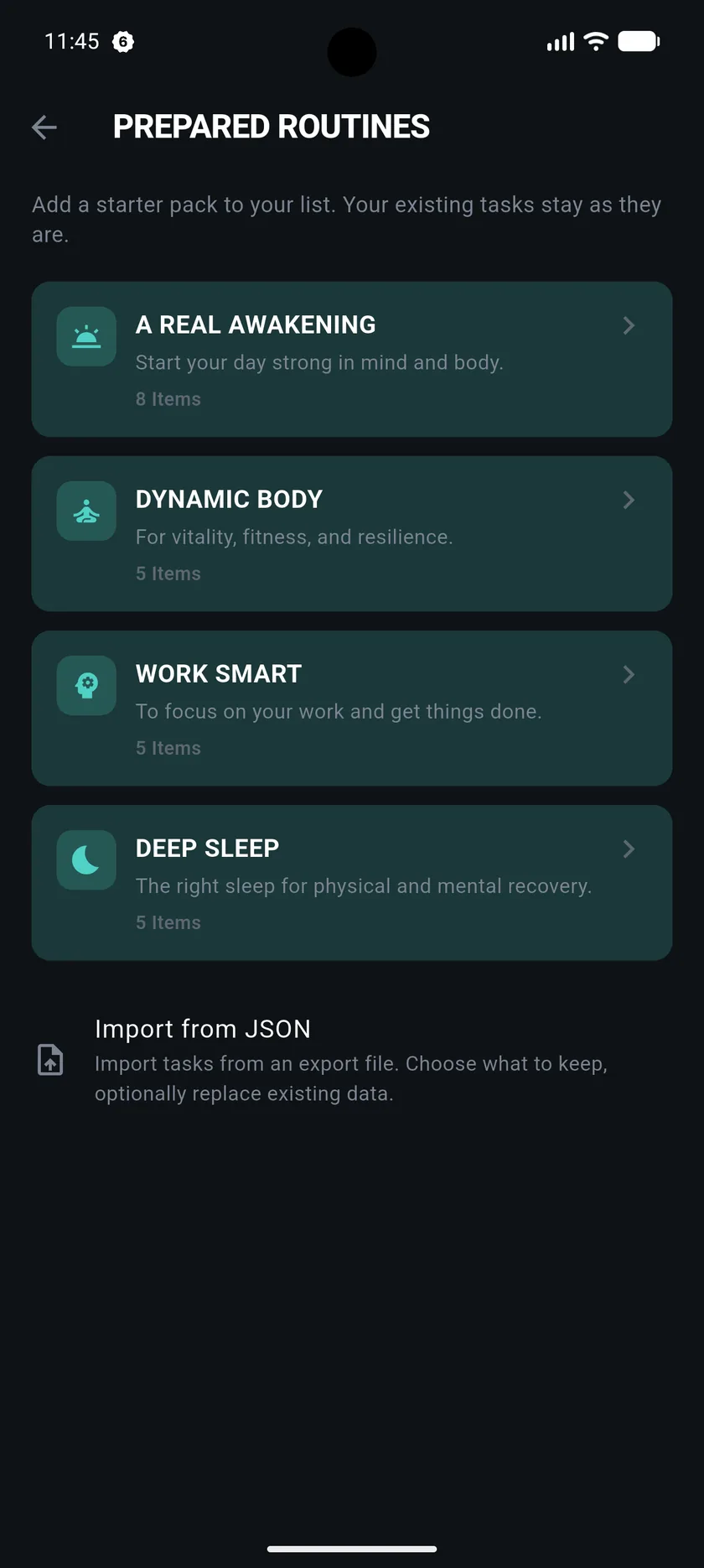 Diril ready routines: awakening, body, work, and sleep plans